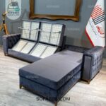 کاناپه تختشو طرح ال باکس دار