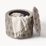 پاف صندوقی لمسه‌ دوزی مدل گرد